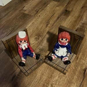 Vintage Raggedy Ann and Andy Bookends-1970